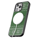 iPhone 16 Pro Max Personalised Green Christmas Knitted Jumper Black Impact Phone Case