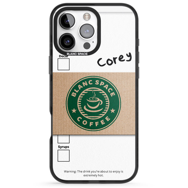 iPhone 16 Pro Max Personalised Coffee Cup Black Impact Phone Case