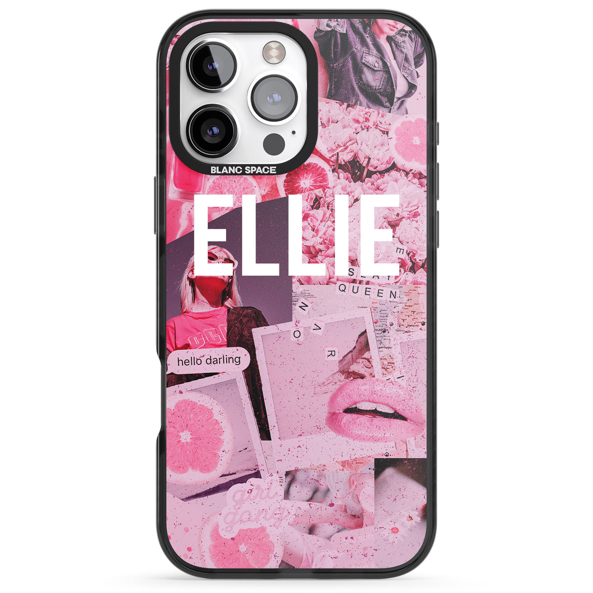 iPhone 16 Pro Max Personalised Sweet Pink Fashion Collage Black Impact Phone Case