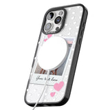 iPhone 16 Pro Max Personalised Instant Film & Hearts Photo Black Impact Phone Case