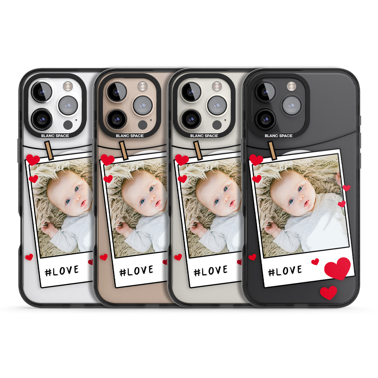 iPhone 16 Pro Max Personalised Love Instant Film Photo Black Impact Phone Case