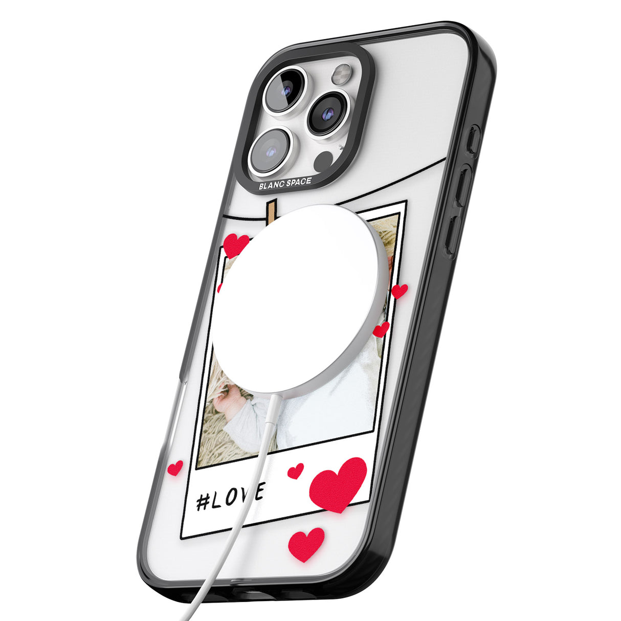 iPhone 16 Pro Max Personalised Love Instant Film Photo Black Impact Phone Case