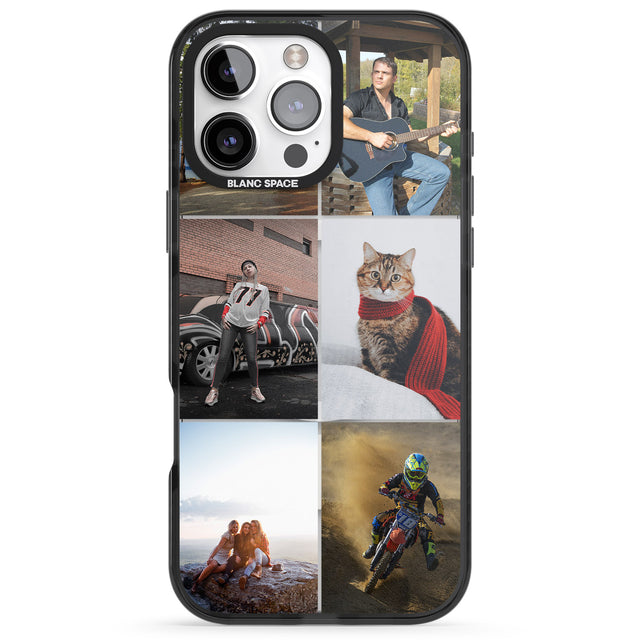 iPhone 16 Pro Max Personalised 6 Photo Grid Black Impact Phone Case