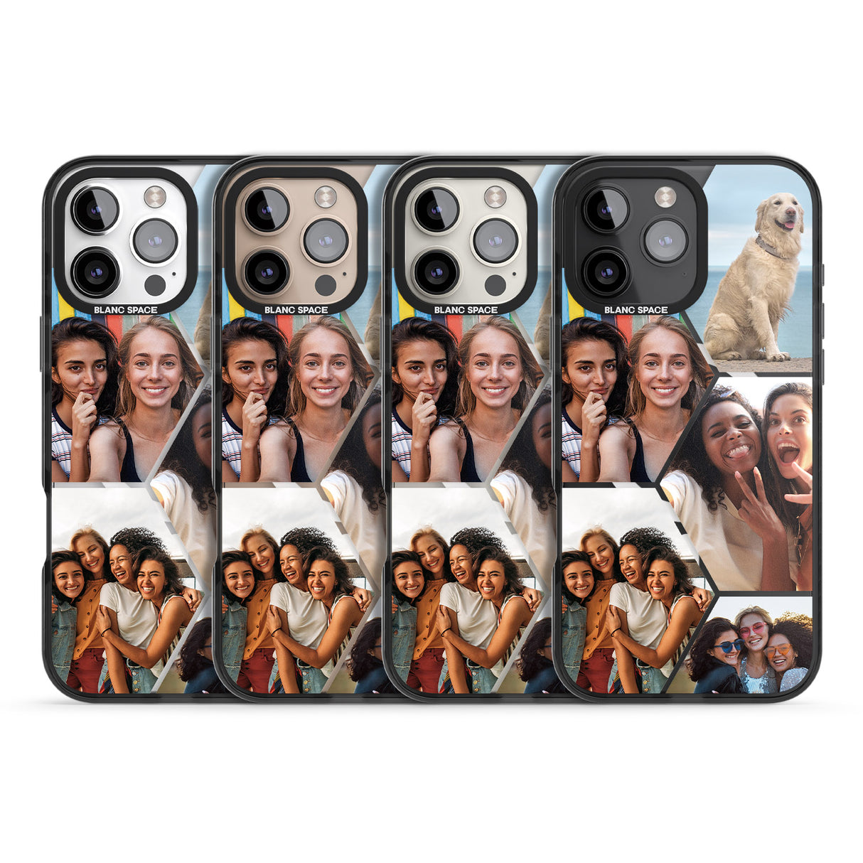 iPhone 16 Pro Max Personalised Beehive Photo Grid Black Impact Phone Case