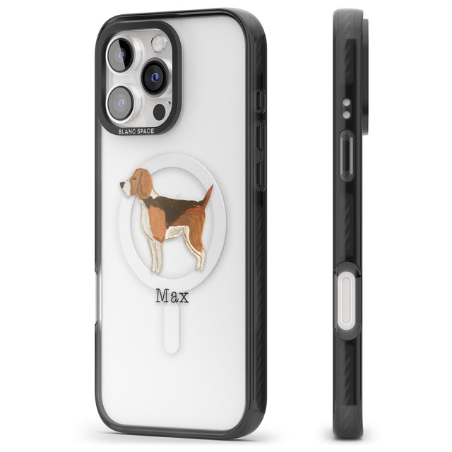 iPhone 16 Pro Max Personalised Hand Painted Beagle Black Impact Phone Case