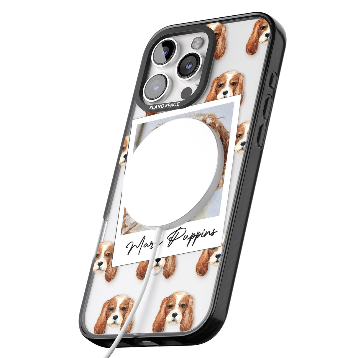 iPhone 16 Pro Max Personalised Cavalier King Charles - Dog Photo Black Impact Phone Case