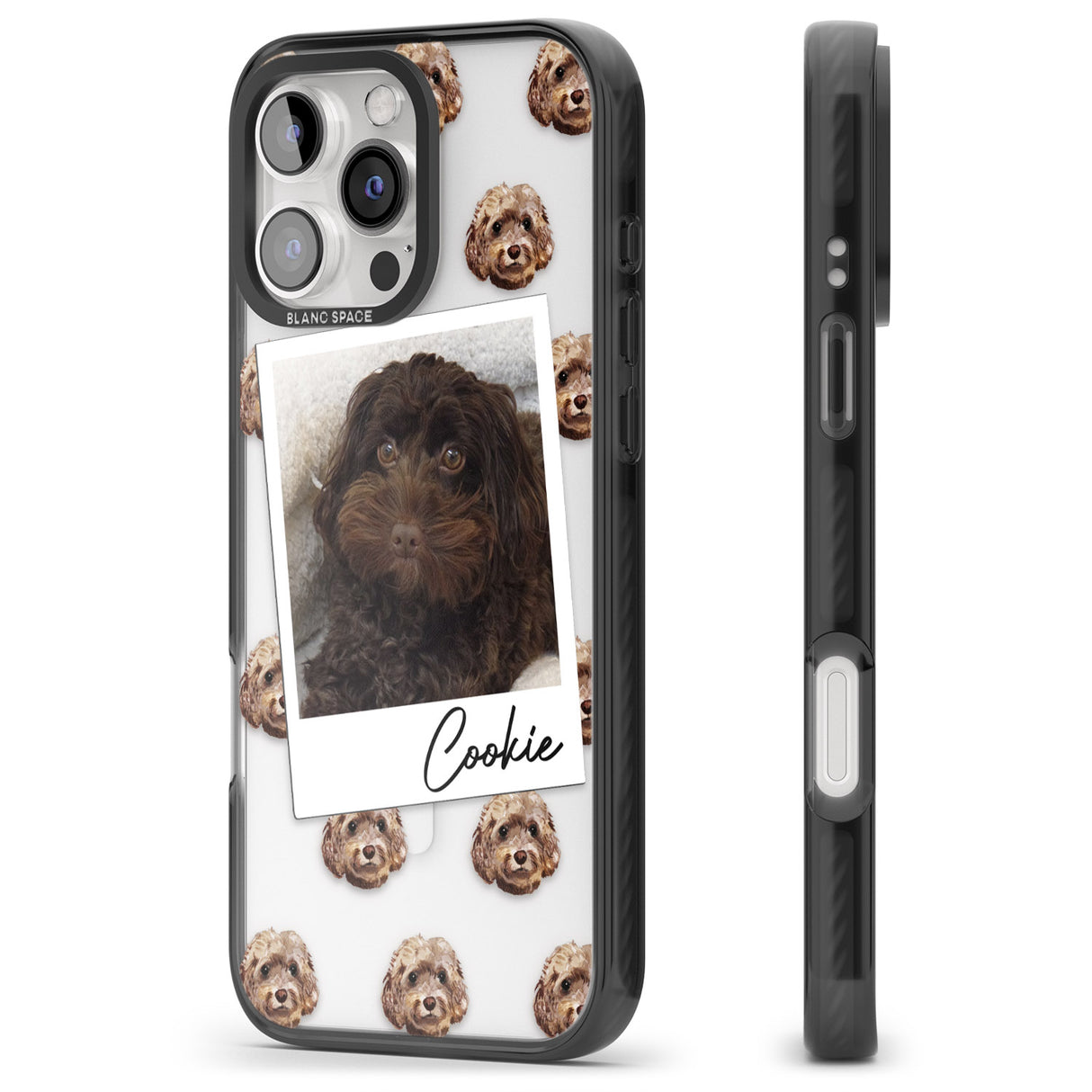 iPhone 16 Pro Max Personalised Cockapoo, Brown - Dog Photo Black Impact Phone Case