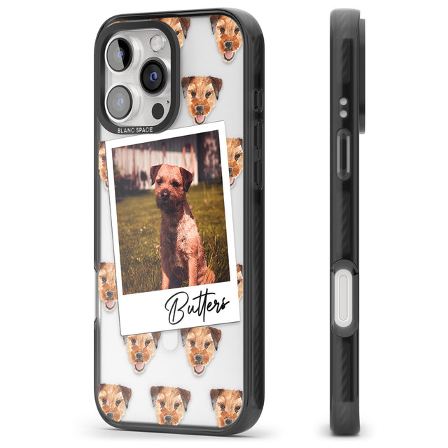 iPhone 16 Pro Max Personalised Border Terrier - Dog Photo Black Impact Phone Case