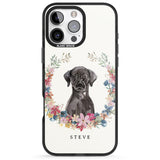 iPhone 16 Pro Max Personalised Black Lab Watercolour Dog Portrait Black Impact Phone Case