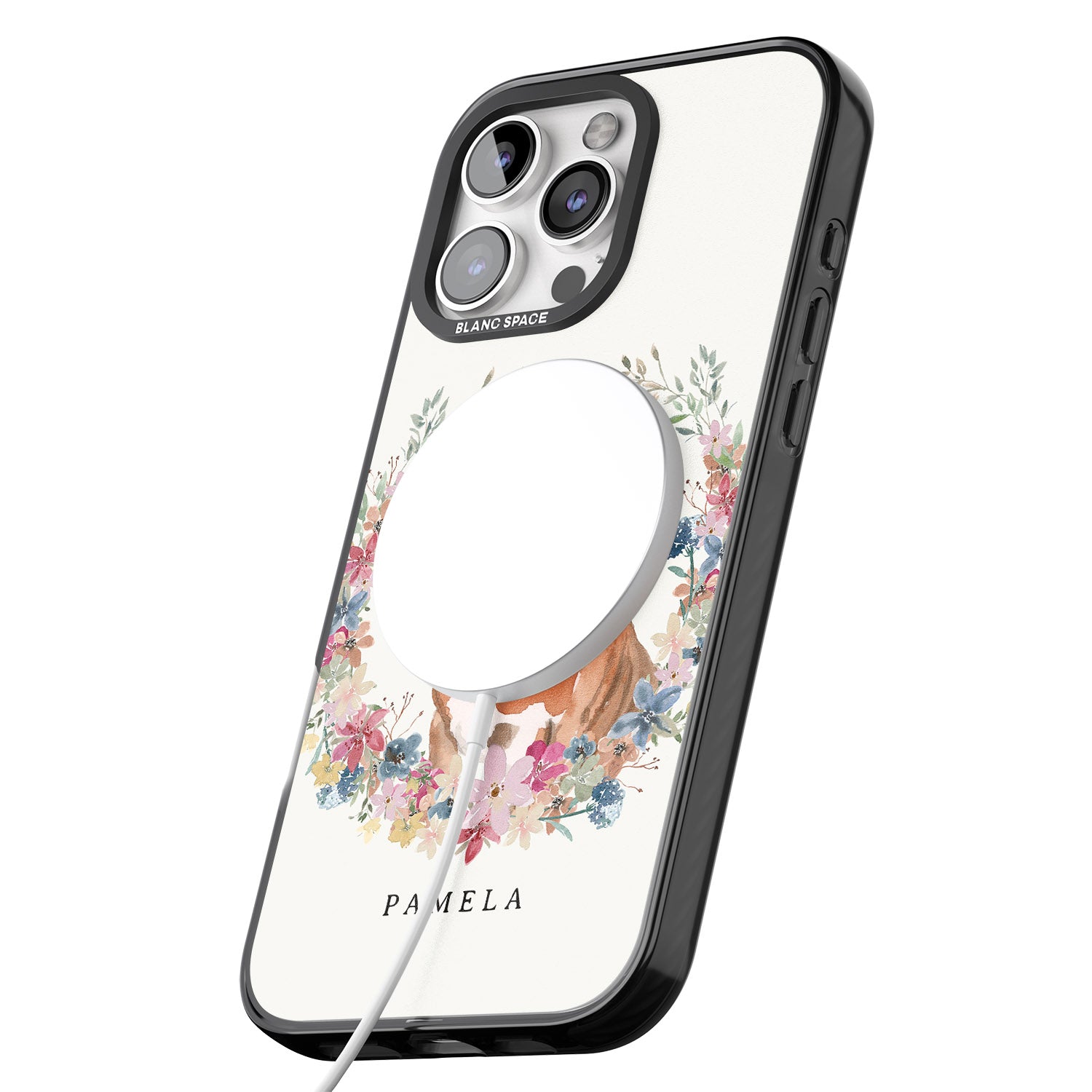 iPhone 16 Pro Max Personalised English Bulldog - Watercolour Dog Portrait Black Impact Phone Case