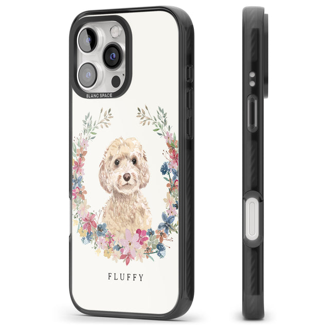 iPhone 16 Pro Max Personalised Champagne Cockapoo - Watercolour Dog Portrait Black Impact Phone Case