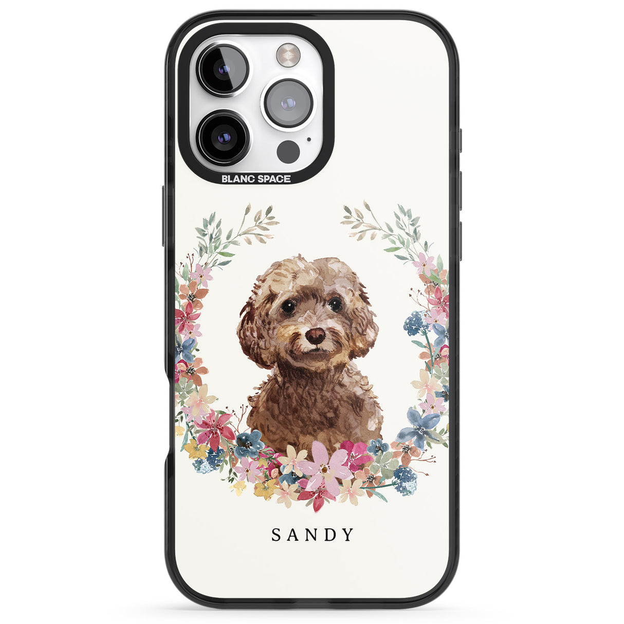 iPhone 16 Pro Max Personalised Brown Cockapoo - Watercolour Dog Portrait Black Impact Phone Case