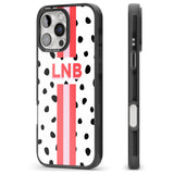 iPhone 16 Pro Max Personalised Polka & Pink Stripe Black Impact Phone Case