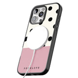 iPhone 16 Pro Max Personalised Pink Border Polka Dot Black Impact Phone Case