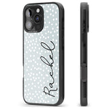 iPhone 16 Pro Max Personalised Vertical Cursive & Dots Black Impact Phone Case