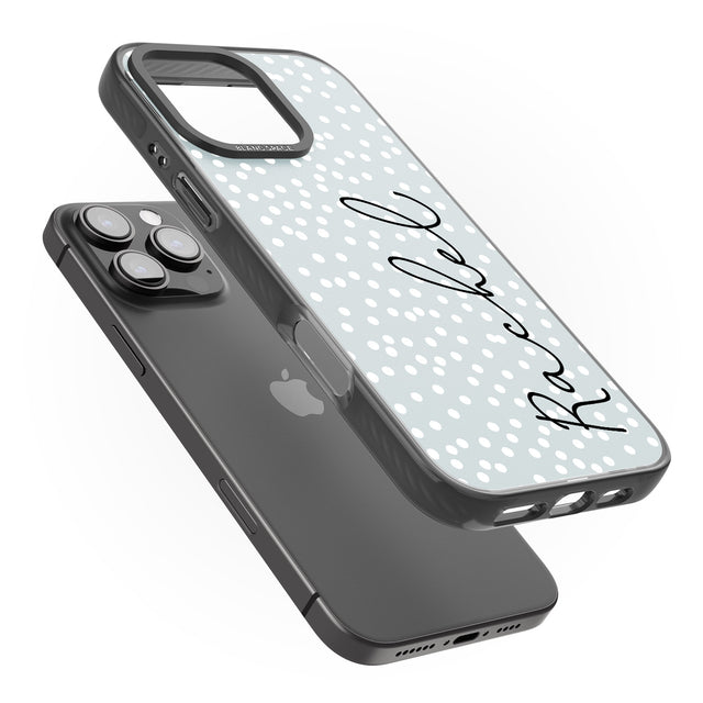 iPhone 16 Pro Max Personalised Vertical Cursive & Dots Black Impact Phone Case