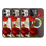 iPhone 16 Pro Max Personalised Clear Vintage Floral Red Roses Black Impact Phone Case