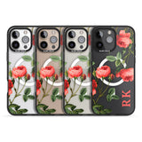 iPhone 16 Pro Max Personalised Clear Vintage Floral Pink Roses Black Impact Phone Case