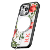 iPhone 16 Pro Max Personalised Clear Vintage Floral Pink Roses Black Impact Phone Case