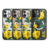 iPhone 16 Pro Max Personalised Clear Vintage Floral Yellow Roses Black Impact Phone Case