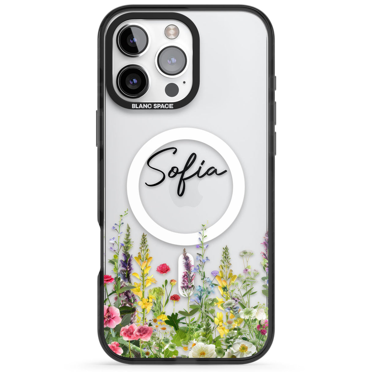 Personalised Garden Wildfowers Black Impact Magsafe Phone Case for iPhone 16 Pro, iPhone 16 Pro Max