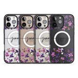 iPhone 16 Pro Max Personalised Purple Violets Black Impact Phone Case