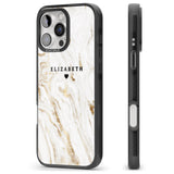 iPhone 16 Pro Max Personalised White & Gold Swirl Marble Black Impact Phone Case