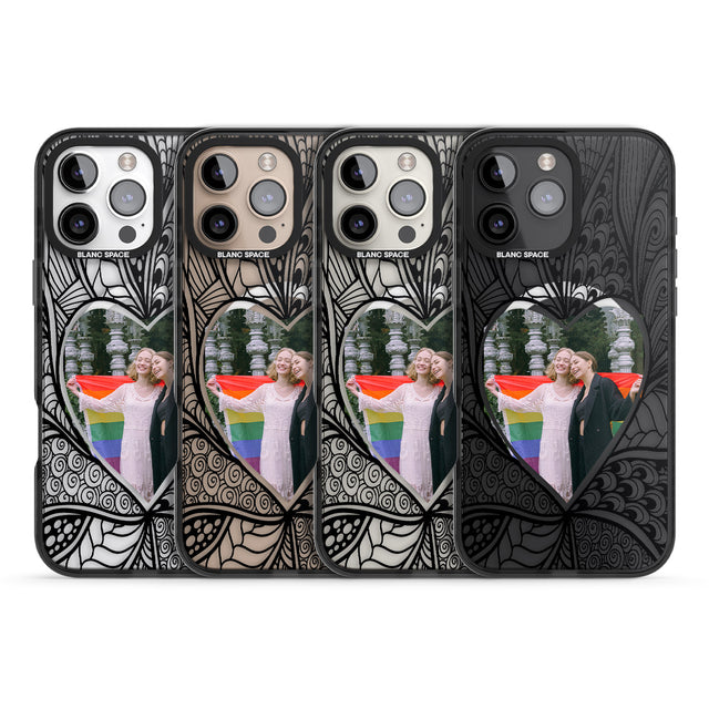 iPhone 16 Pro Max Personalised Henna Heart Photo Case Black Impact Phone Case