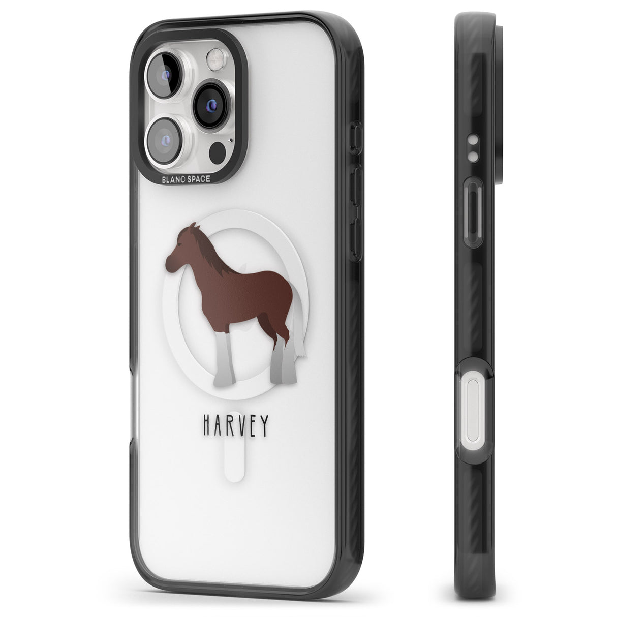 iPhone 16 Pro Max Personalised Brown Horse Black Impact Phone Case