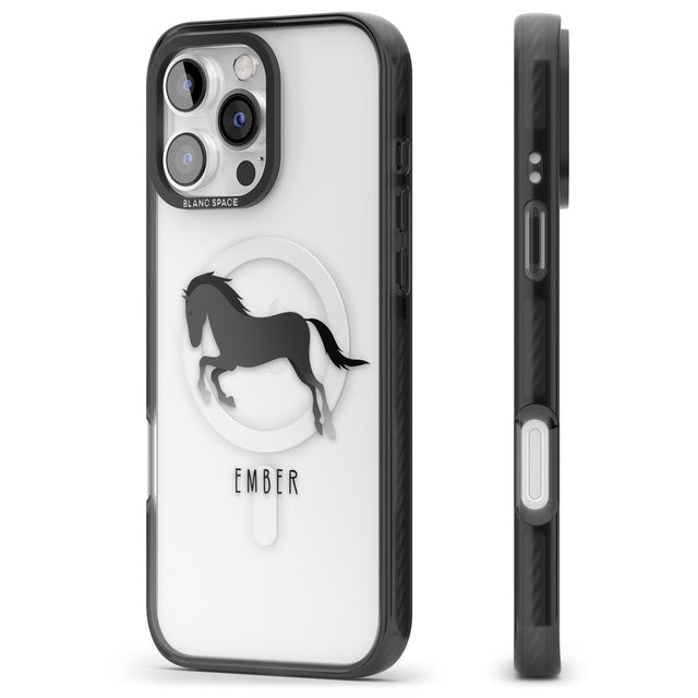 iPhone 16 Pro Max Personalised Black Horse Black Impact Phone Case