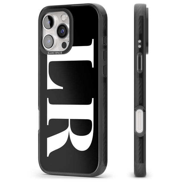 iPhone 16 Pro Max Personalised White & Black Letters Black Impact Phone Case