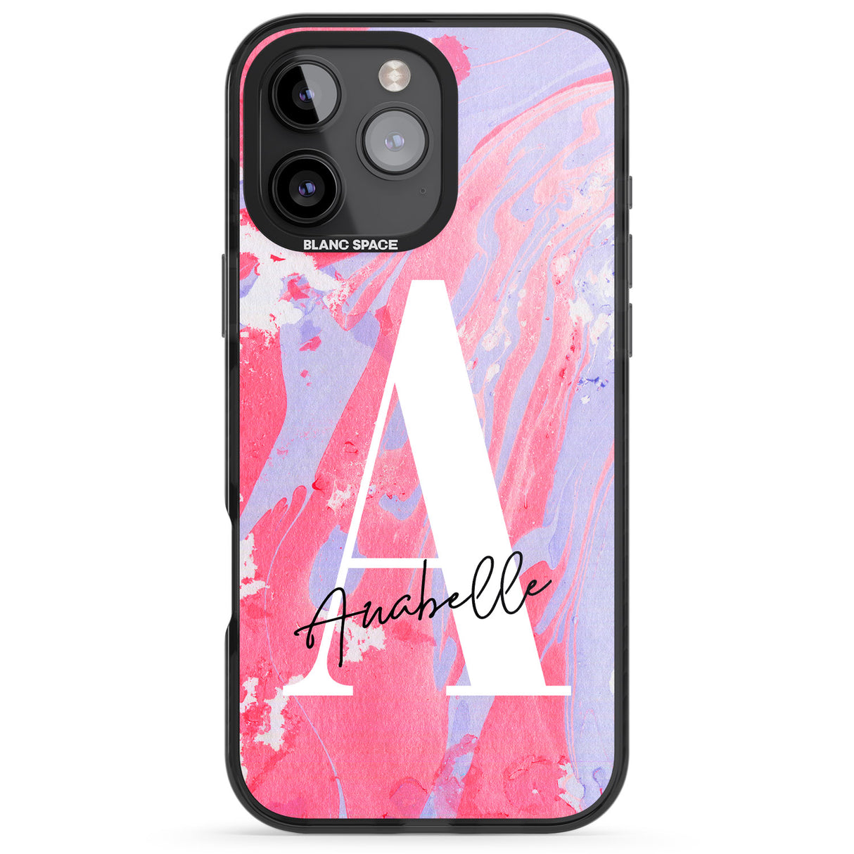 iPhone 16 Pro Max Personalised Pink & Purple - Marble Black Impact Phone Case