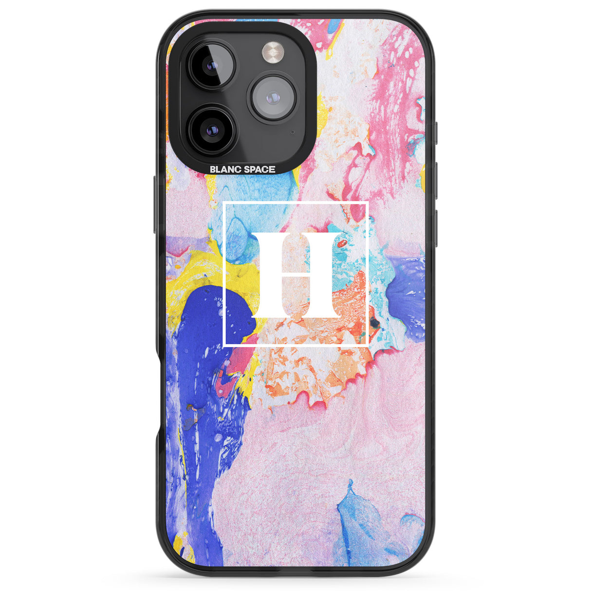 iPhone 16 Pro Max Personalised Mixed Pastels Marbled Paper Black Impact Phone Case