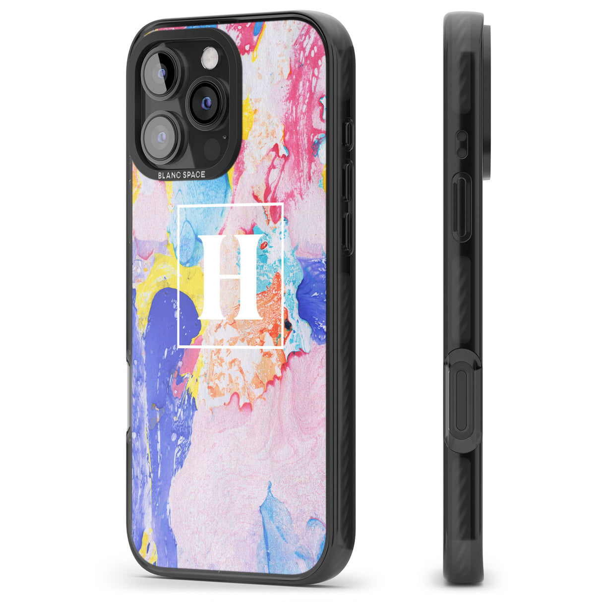 iPhone 16 Pro Max Personalised Mixed Pastels Marbled Paper Black Impact Phone Case