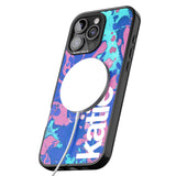 iPhone 16 Pro Max Personalised Navy, Turquoise + Purple - Marbled Black Impact Phone Case