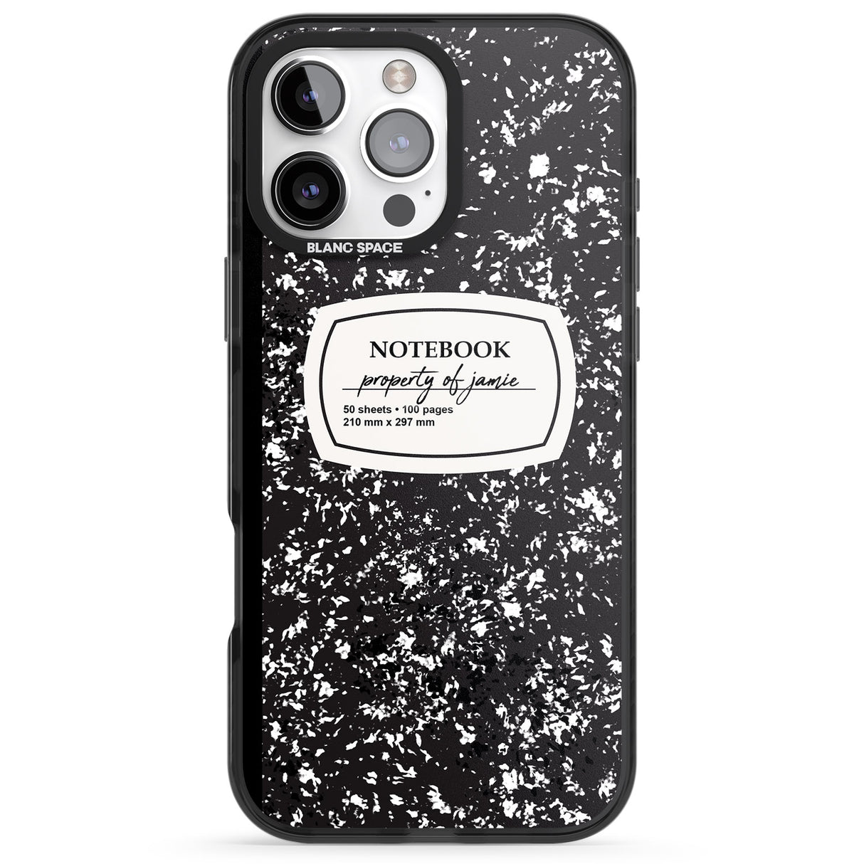 iPhone 16 Pro Max Personalised Notebook Cover Black Impact Phone Case