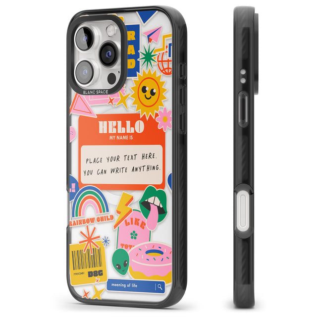 iPhone 16 Pro Max Personalised Nostalgia Sticker Mix #2 Black Impact Phone Case