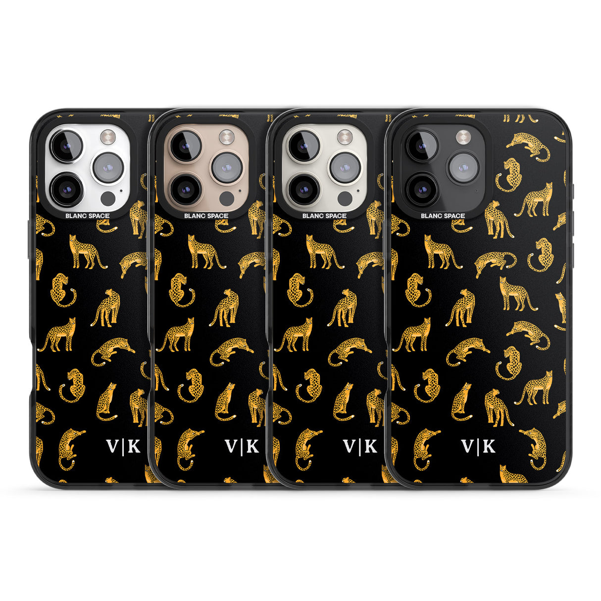 iPhone 16 Pro Max Personalised Cheetah Pattern: Black Black Impact Phone Case