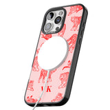 iPhone 16 Pro Max Personalised Red Tiger Outlines on Pink Black Impact Phone Case