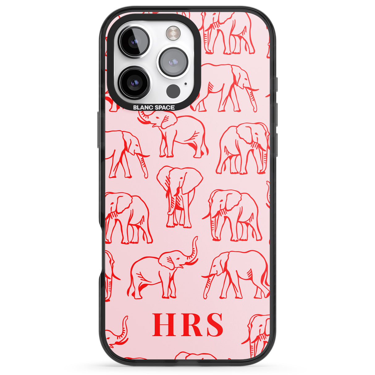 Personalised Red Elephant Outlines on Pink