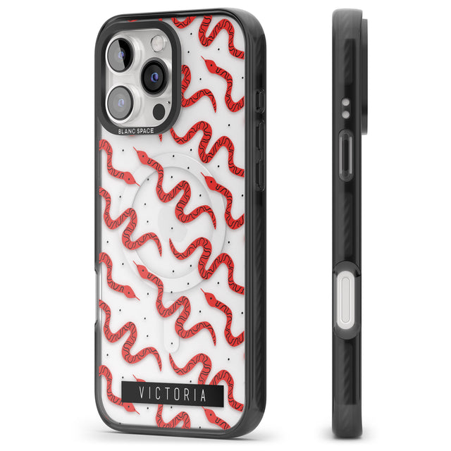 iPhone 16 Pro Max Personalised Snake Pattern Black Impact Phone Case