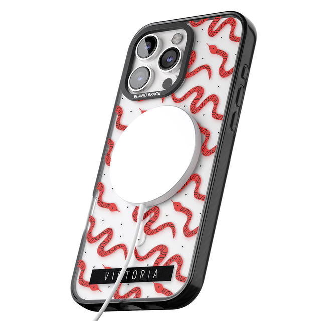 iPhone 16 Pro Max Personalised Snake Pattern Black Impact Phone Case