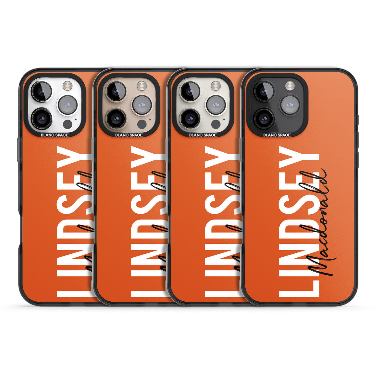 iPhone 16 Pro Max Personalised Bold Name: Orange Black Impact Phone Case