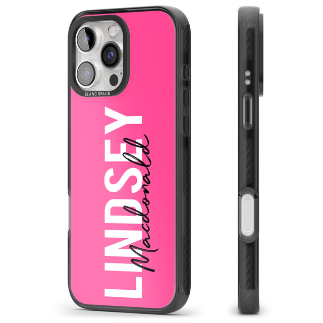 iPhone 16 Pro Max Personalised Bold Name: Pink Black Impact Phone Case