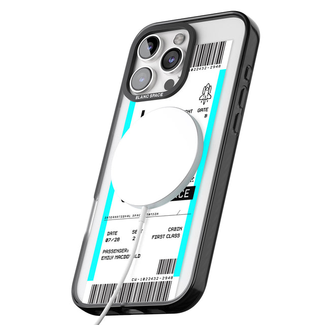 iPhone 16 Pro Max Personalised Space Space Travel Ticket Black Impact Phone Case