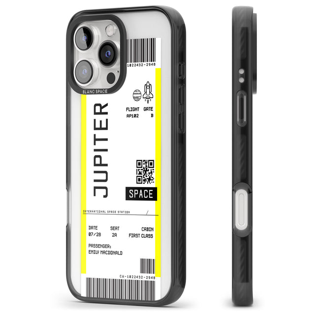 iPhone 16 Pro Max Personalised Jupiter Travel Ticket Black Impact Phone Case