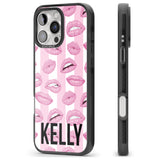 iPhone 16 Pro Max Personalised Pink Stripes & Lips Black Impact Phone Case