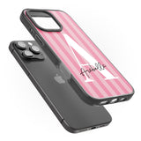 iPhone 16 Pro Max Personalised Pink on Pink Stripes Black Impact Phone Case