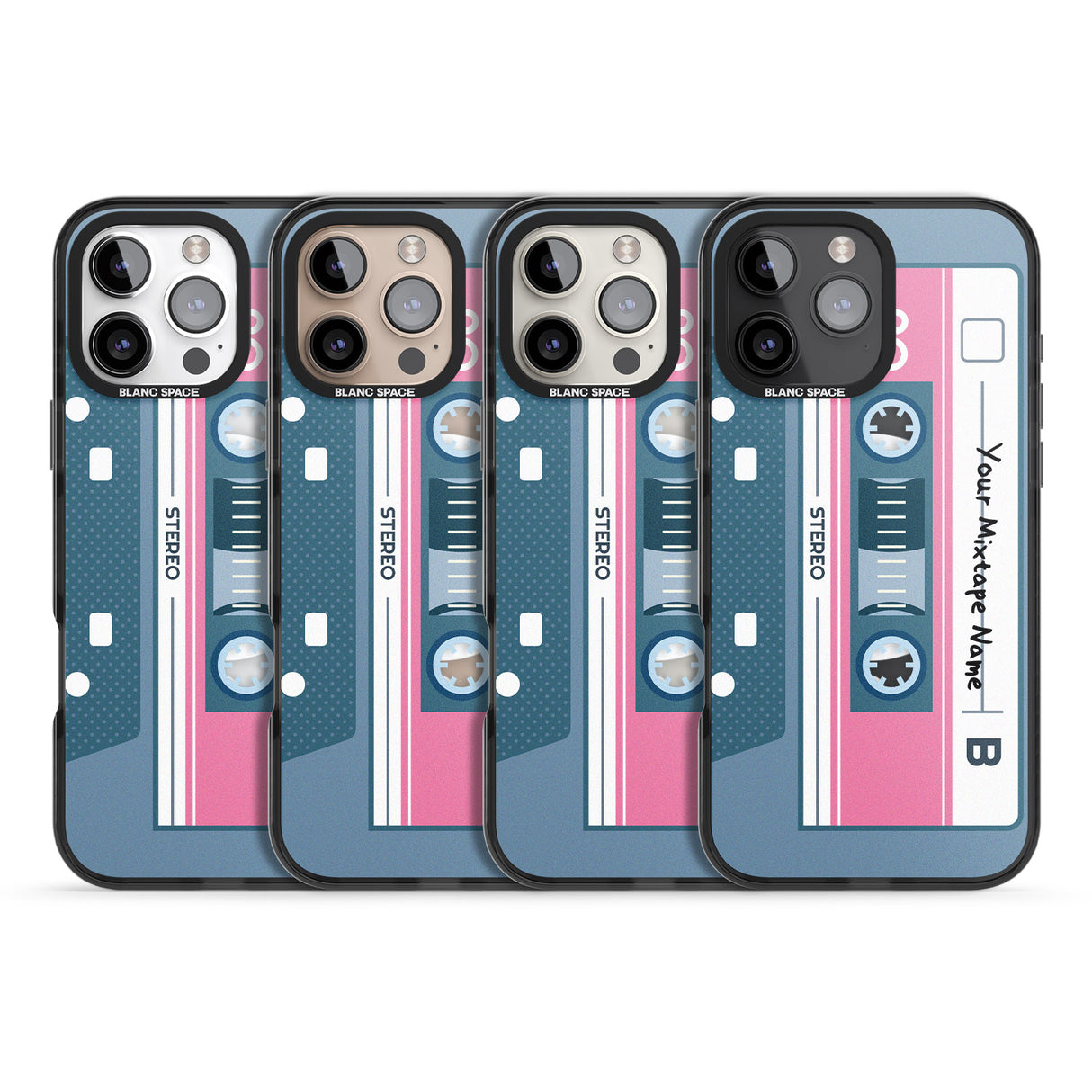 iPhone 16 Pro Max Personalised Retro Mixtape Black Impact Phone Case