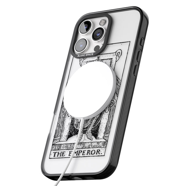 iPhone 16 Pro Max Personalised The Emperor Tarot Card - Transparent Black Impact Phone Case